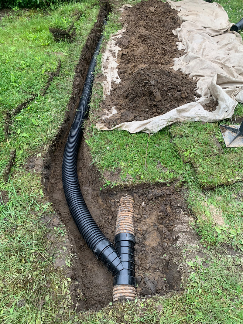 Drainage ideas to help fix water problems outside a house and in the yard. How to install underground drainage system picture. Drainage solutions for your home. DIY landscaping, plumbing, and exterior basement waterproofing. 